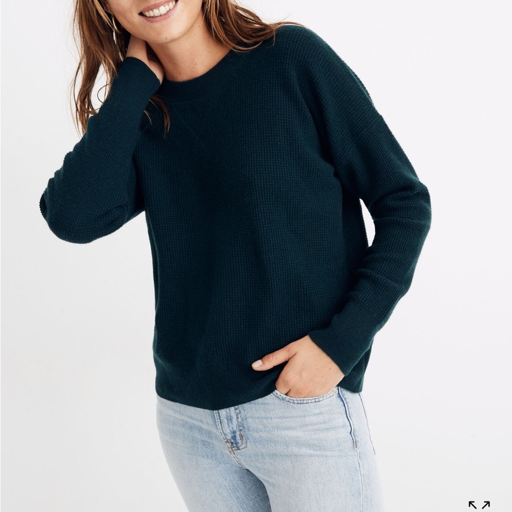 Madewell Green Crew Neck Sweater with Relaxed Fit